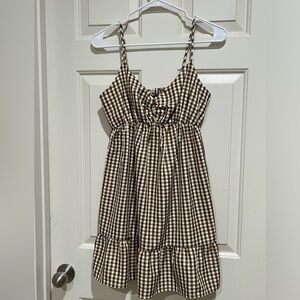 SPEECHLESS Brown and White Gingham Spaghetti Strap Sundress  JUNIOR SIZE M